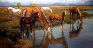 Cel 28 - Cai Salbatici  Pictura pe panza in Ulei 