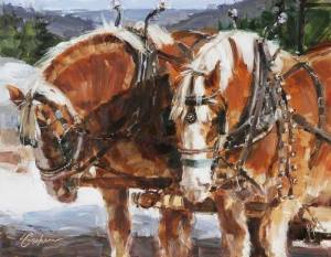 Cel 30 - CaiPictura pe panza in Ulei 