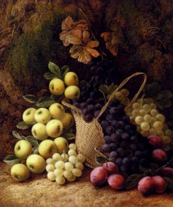 Clare George Still Life With Apples Grapes And Plums